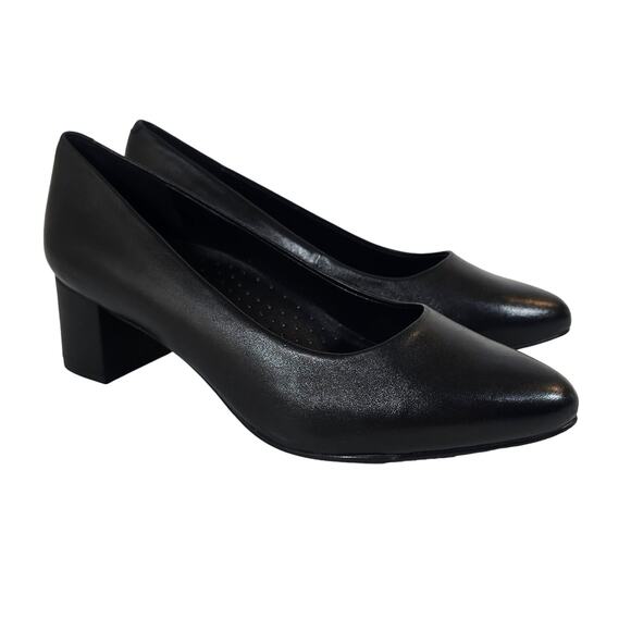 Trotters Shoes - L Trotters Kari Pump Size 8.5W Women's Black 2" Block Heel Leather Round Toe
